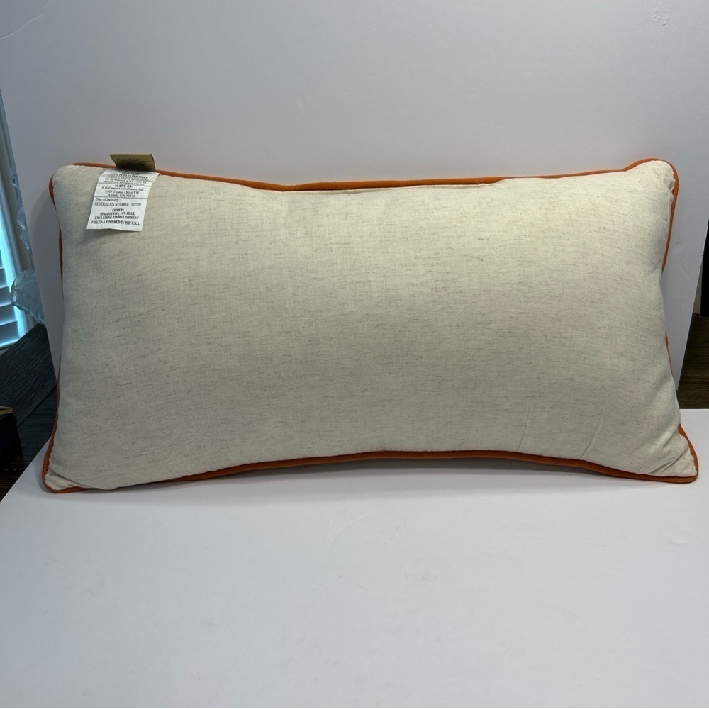 DEVI Designs Embroidered Decorative Pillow Pumpkin Sunflower Fall Zippered 26x14 - Picture 6 of 6